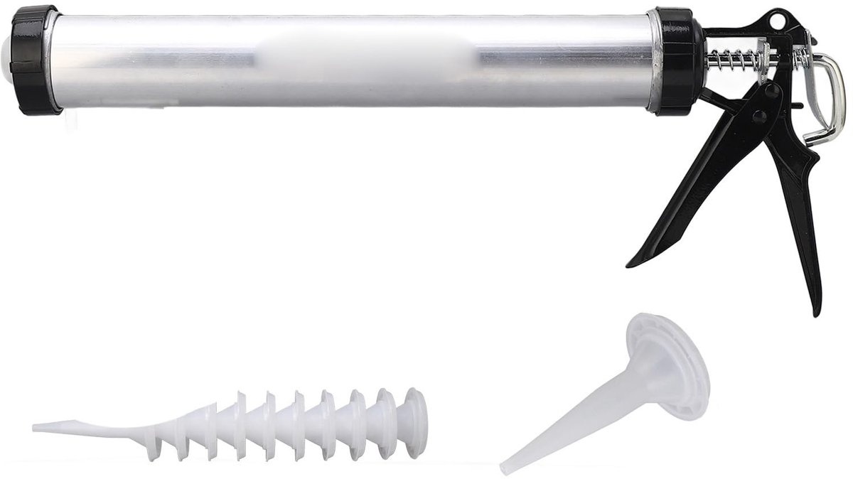 Famanu – Kitpistool voor siliconen, aluminium buis, 600 ml kitgereedschap met 10 mondstukken voor kit en glaslijm