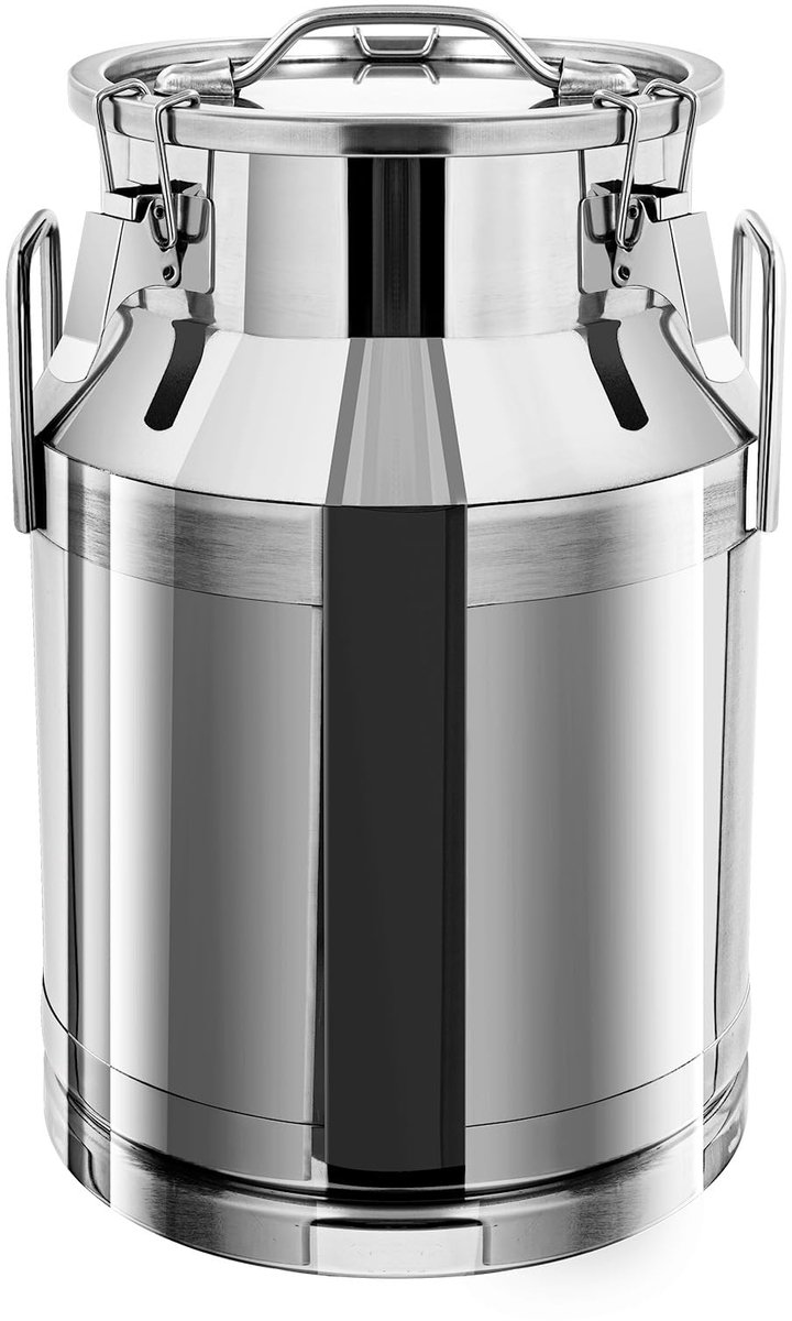 Famanu – Melkkan en transportkan van roestvrij staal, 12-60 liter, met afdichtingsdeksel voor het opbergen van vloeibare en vaste voorwerpen, 30 liter
