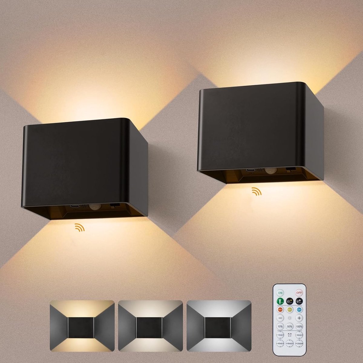 LED-wandlampen met Bewegingssensor en Afstandsbediening - Wit - Compact - Met Dimbare Lichtkleuren - Voor Binnengebruik
