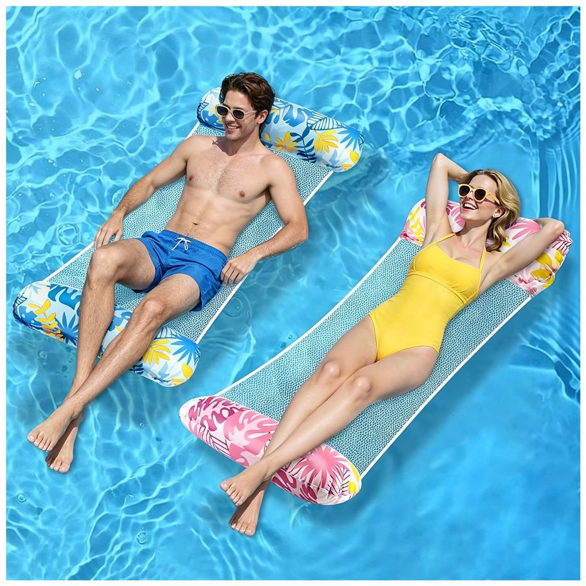 Zwembadluchtmatrassen 2-pack - Opblaasbaar - Comfortabel en kleurrijk - Perfect voor ontspanning - ShopVlot