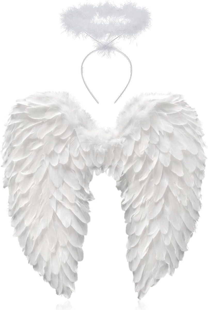 Elegante 60 cm witte engelenvleugels voor feesten, kostuums en decoratie
