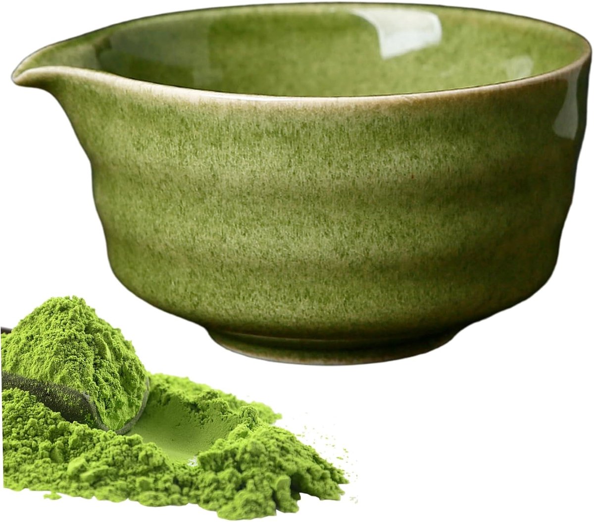 Matcha Kom 500 ml - Keramische Theekom met Schenktuit - Elegante Gladde Matcha Beker voor Theeceremonie - Handgemaakte Japanse Stijl Theeservies voor Thuisgebruik
