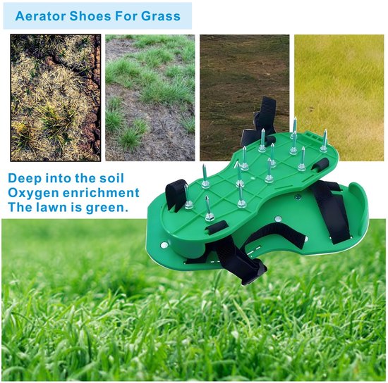 1 paar - tuin grond spijkerschoenen - epoxy schoenen - beluchting schoenen voor gazon - grondbewerkings schoenen - spijkerlengte 2,8 cm - gazon beluchting, tuinonderhoud, epoxy vloer installatie, grond losmaken - groen — afbeelding 5