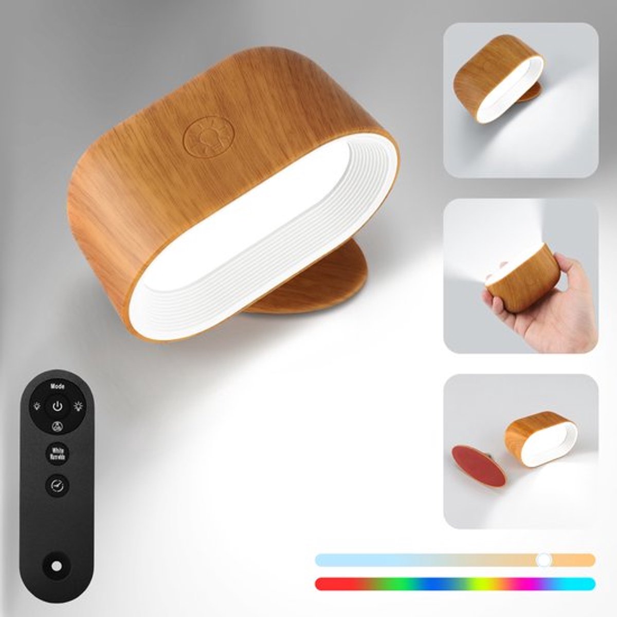 LED wandlamp, oplaadbare wandlamp, afstandsbediening, draaibare dimbare draadloze wandlamp