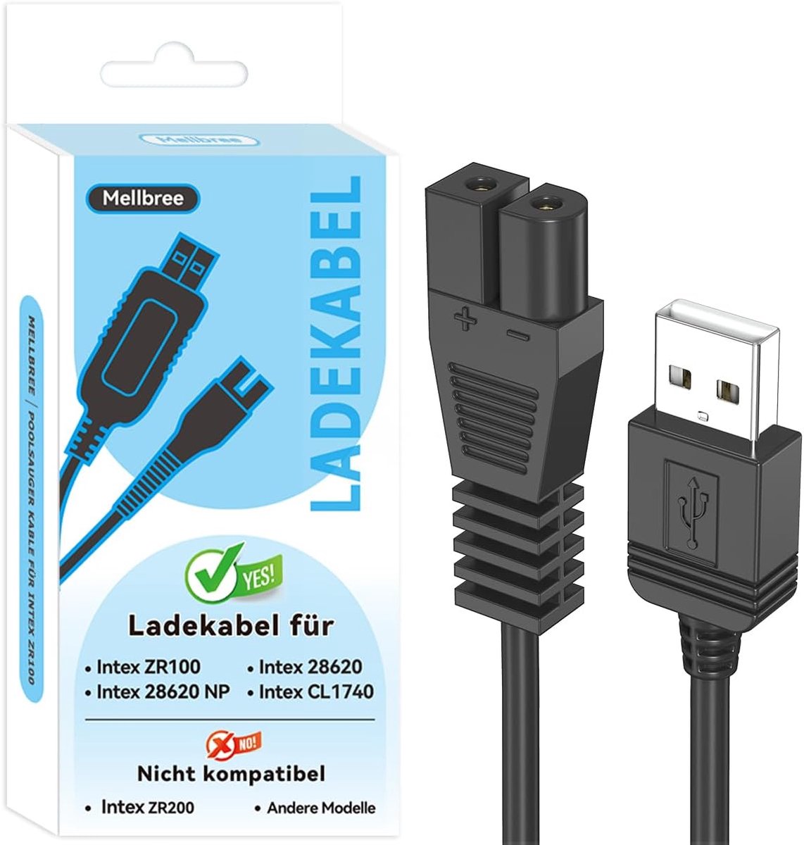 Oplaadkabel voor Intex ZR100/28626/28620 NP - 2m USB Kabel - Veilig en efficiënt - Voor zorgeloos zwembad schoonmaken - ShopVlot