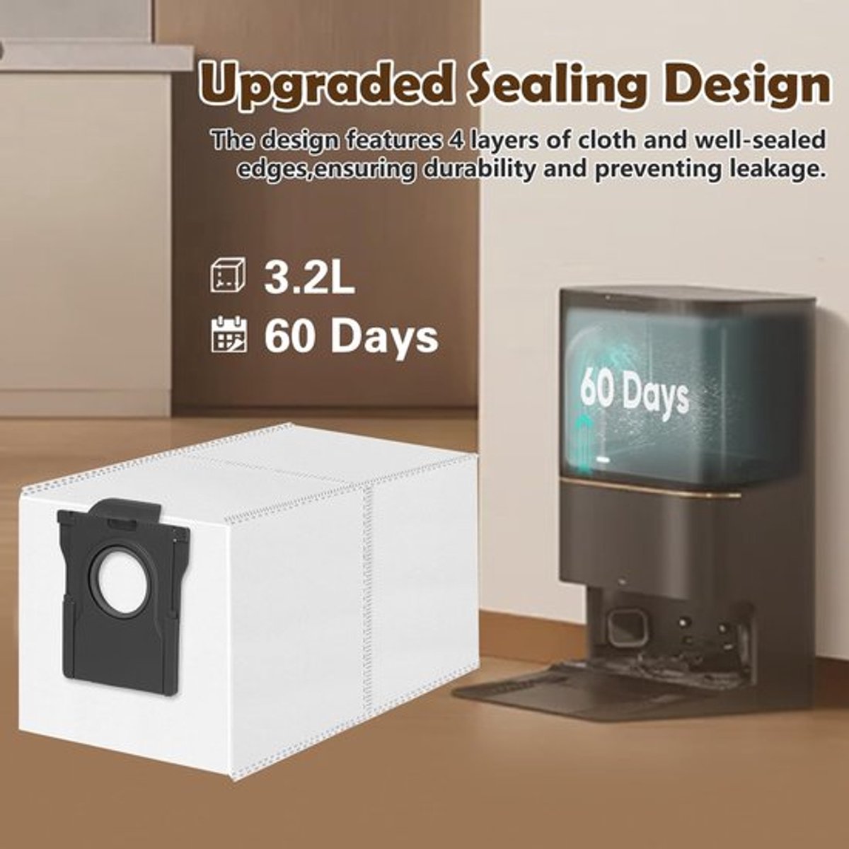Stofzuigerzakken Premium Kwaliteit - 12 Stuks - Compatibel met Dreame L20/X40/X50 Ultra - Grote Capaciteit - Lange Levensduur - Perfecte Pasvorm - Stofzuigerzak