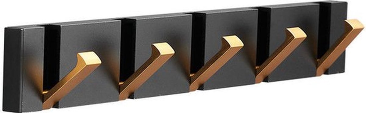 Stijlvolle zwarte en gouden onzichtbare wandhaak - verstelbare ruimtebesparende garderobe- en handdoekenrek, geschikt voor entree, badkamer, keuken