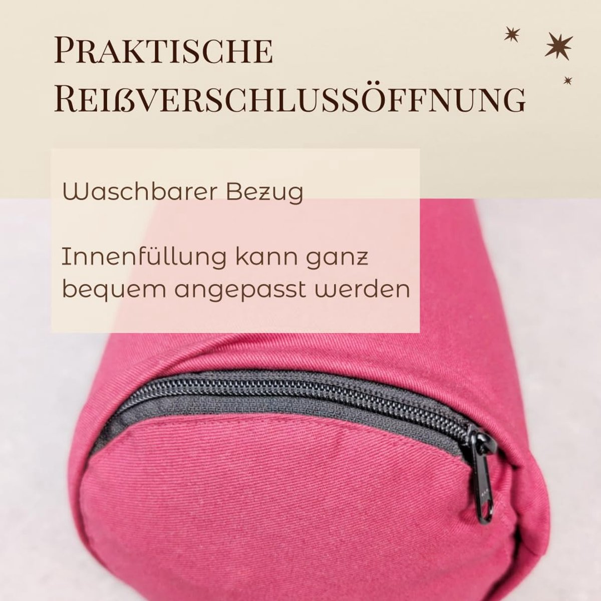 SnelShoppen - Pure Shanti Yogabolster 100% Biologisch Katoen, Rond Yogakussen, Natuurlijke Boekweitkaf, OCS-gecertificeerd, Met Ritssluiting Voor Bijv