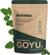 Bruine kraftzak met 'MORINGA' en 'GOYU.', 60 vegan capsules.