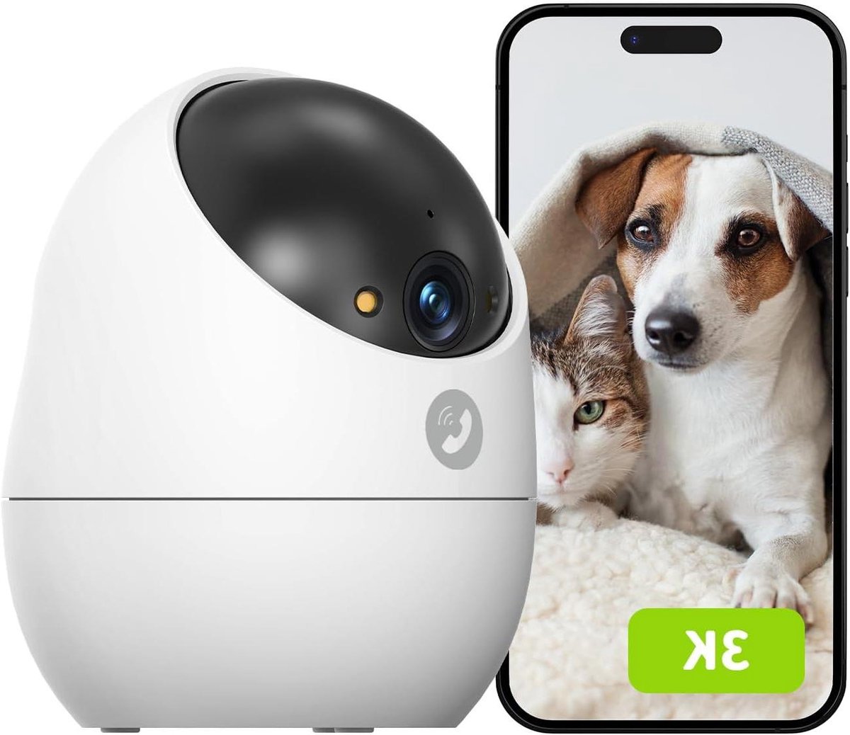 Beveiligingscamera Binnen - WIFI Camera - Huisbewaking - 360 Graden Dekking - 3K Resolutie - Wit