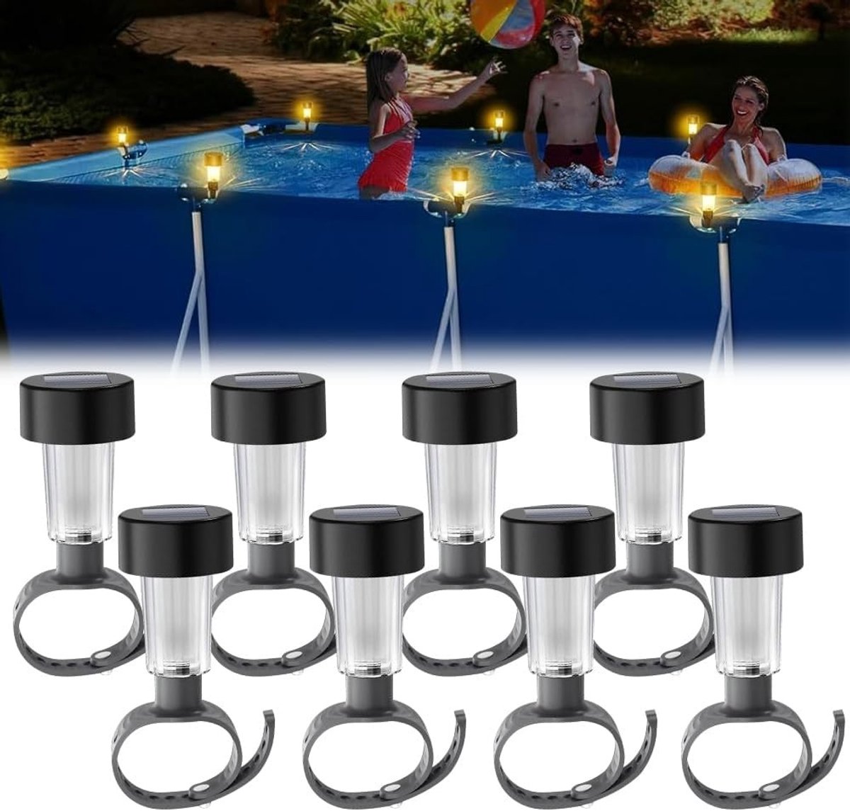 Verlichting voor Zwembaden, 8 Stuks Waterdichte Solar Lampen voor Tuin, Pad en Vijver, Ideaal voor Buitengebruik en Decoratie