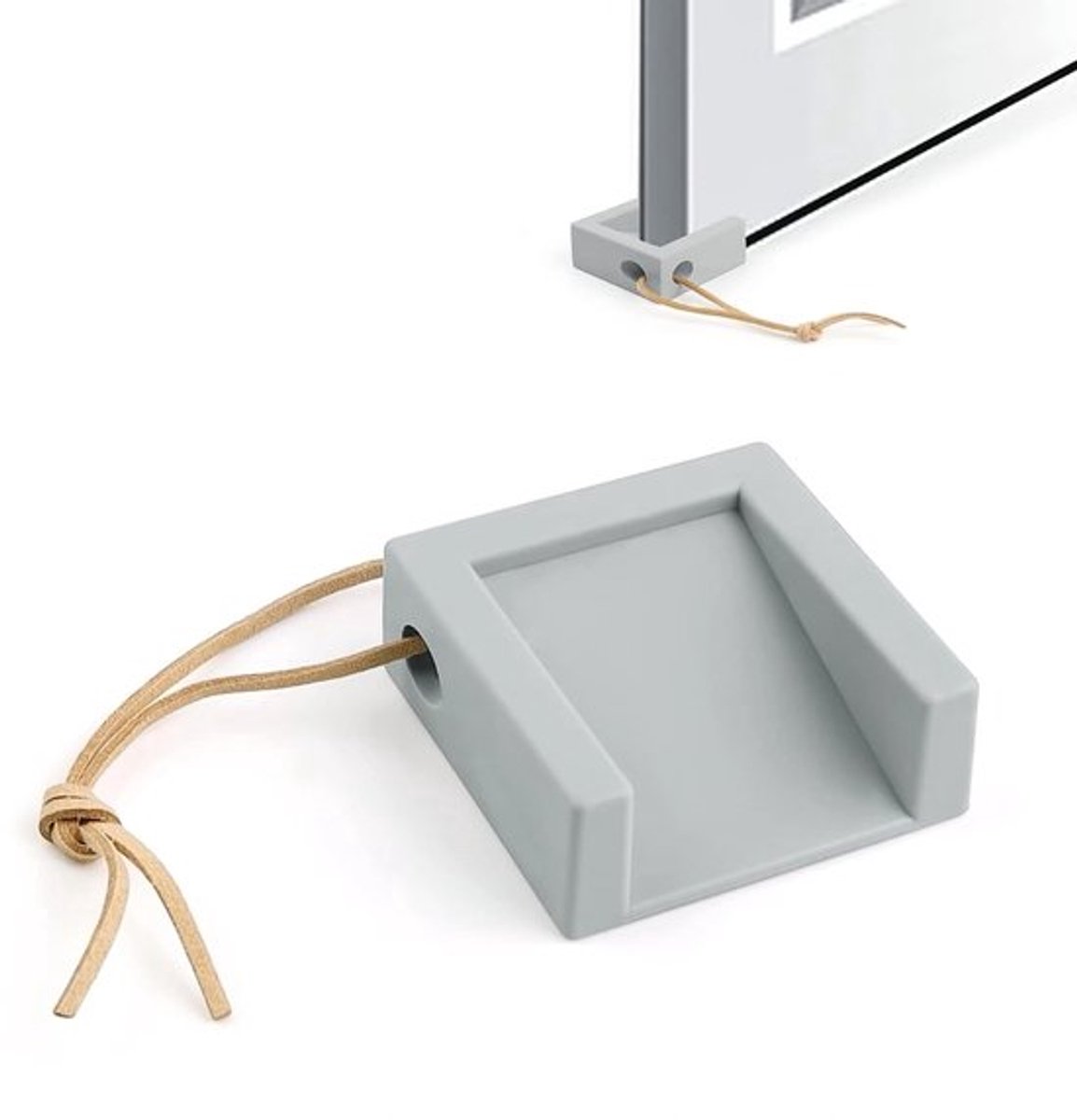 Deurstopper vloer, deurwig van siliconen, antislip deurwiggen, met vangband, raamwiggen om te ventileren, wig voor deurspleten van 5 tot 20 mm (grijs)