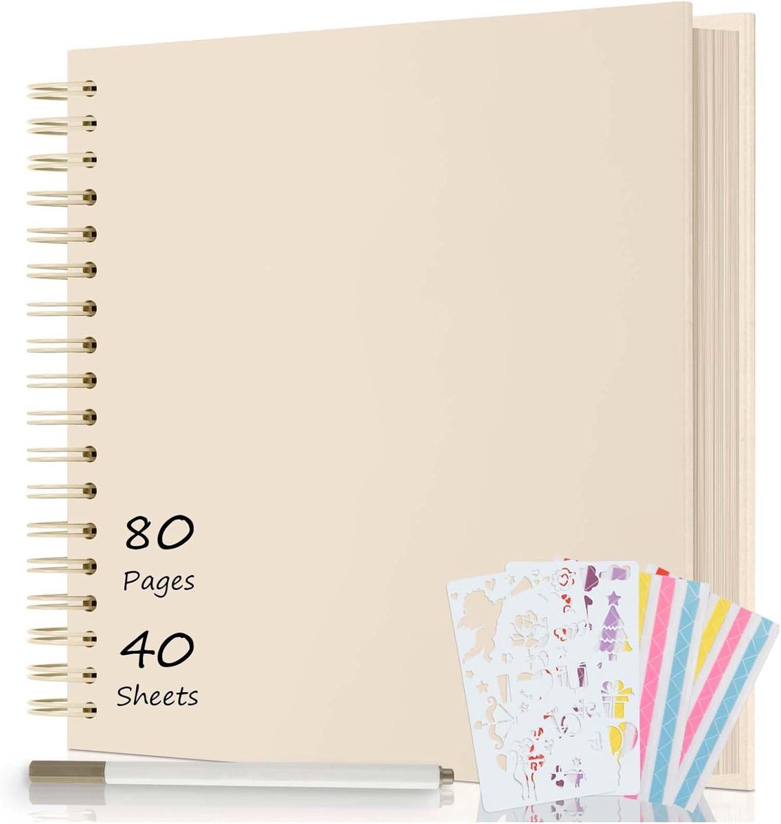 SnelShoppen - AIOR Fotoalbum 24x24 cm, Doe-Het-Zelf Scrapbook met 80 Pagina's, Fotoboek voor Baby, Familie, Bruiloft, Verjaardag, Gastenboek, Cadeau I