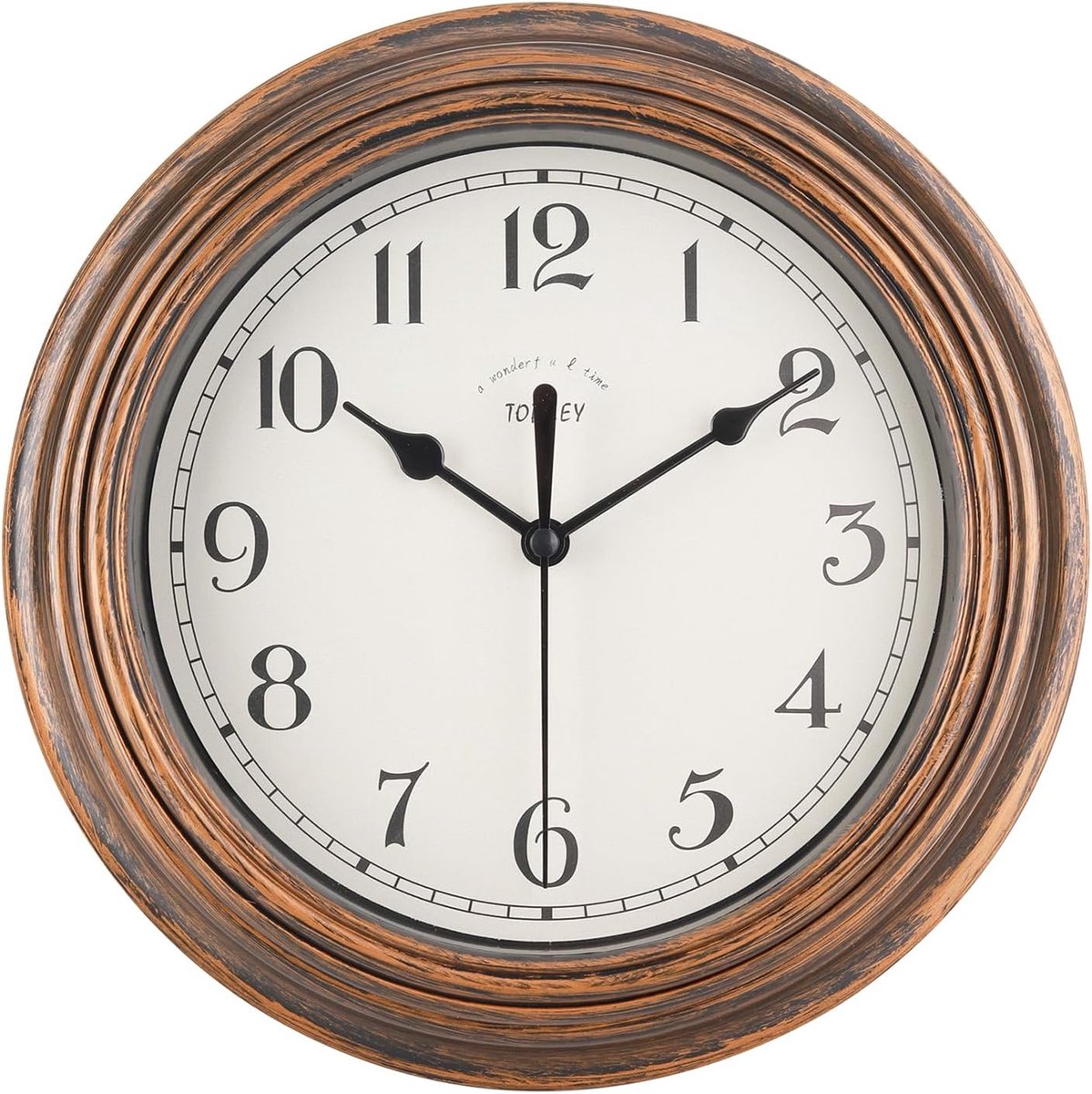 SnelShoppen - Stille Wandklok Keuken 9 Inch Retro Niet-Tikkend Decoratieve Slaapkamer Kantoor Wandklok - Vintage Goud