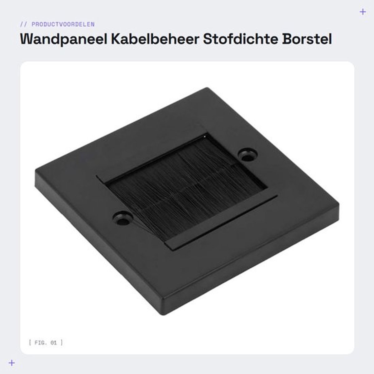Kabelwandplaat Stofdicht Borstel - Connector-inzetdeksel - Wandpaneel - Bevestigingsschroeven - Hoogwaardig ABS-materiaal - Eenvoudige installatie - Wandplaat