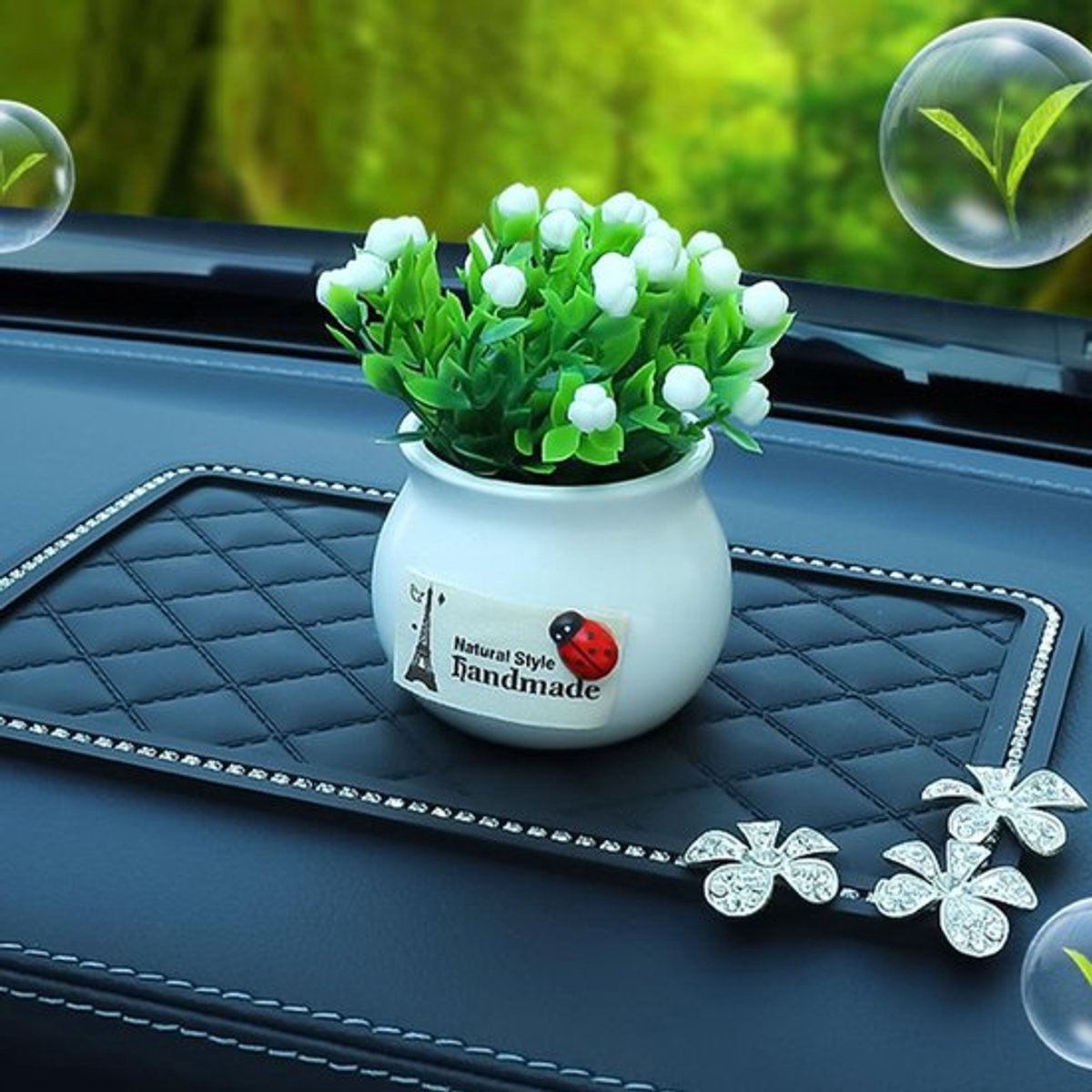 Antislipmat Auto Extra Groot - Antislipmat Dashboard - Antislipmat voor Mobiele Telefoons - Antislipmat Zonnebril - Antislipmat Sleutels - PVC met Strass Decoratie - Dashboardmat