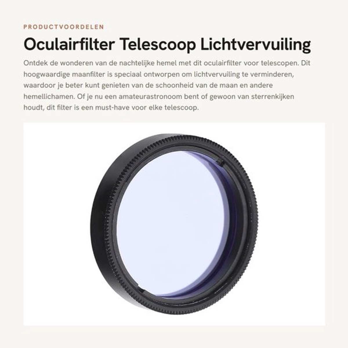 Maanfilter Gloednieuw - Oculairfilter - Optisch Glas - Aluminiumlegering - Lichtpaars - 1,25 Inch / 31,7 mm - Telescoopfilter
