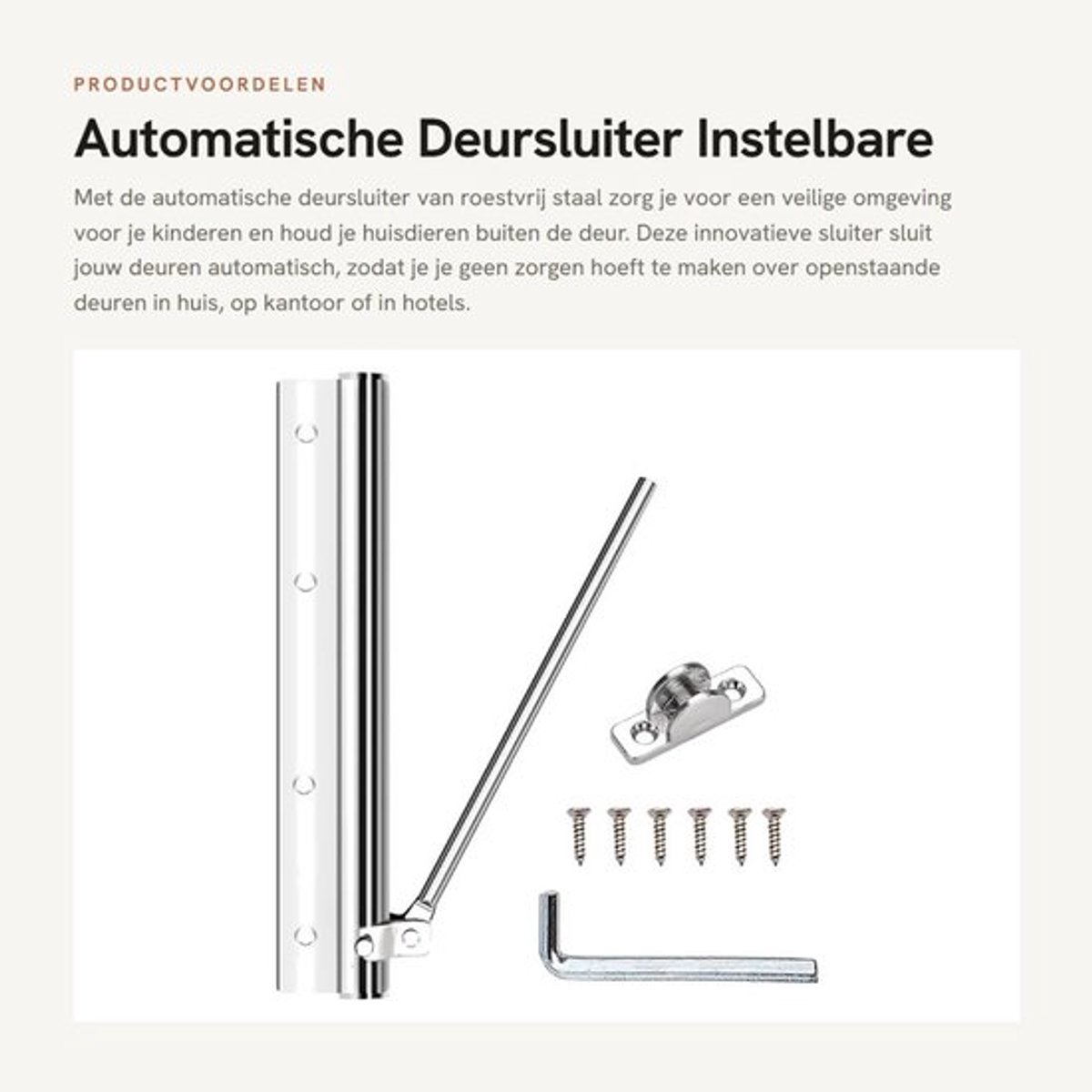 Deursluiter Automatisch - Instelbare Veersluiter - Roestvrij Staal - Voor Binnen/Buitendeuren - Veiligheid voor Kinderen/Huisdieren - Slijtvast en Duurzaam - Deurdranger