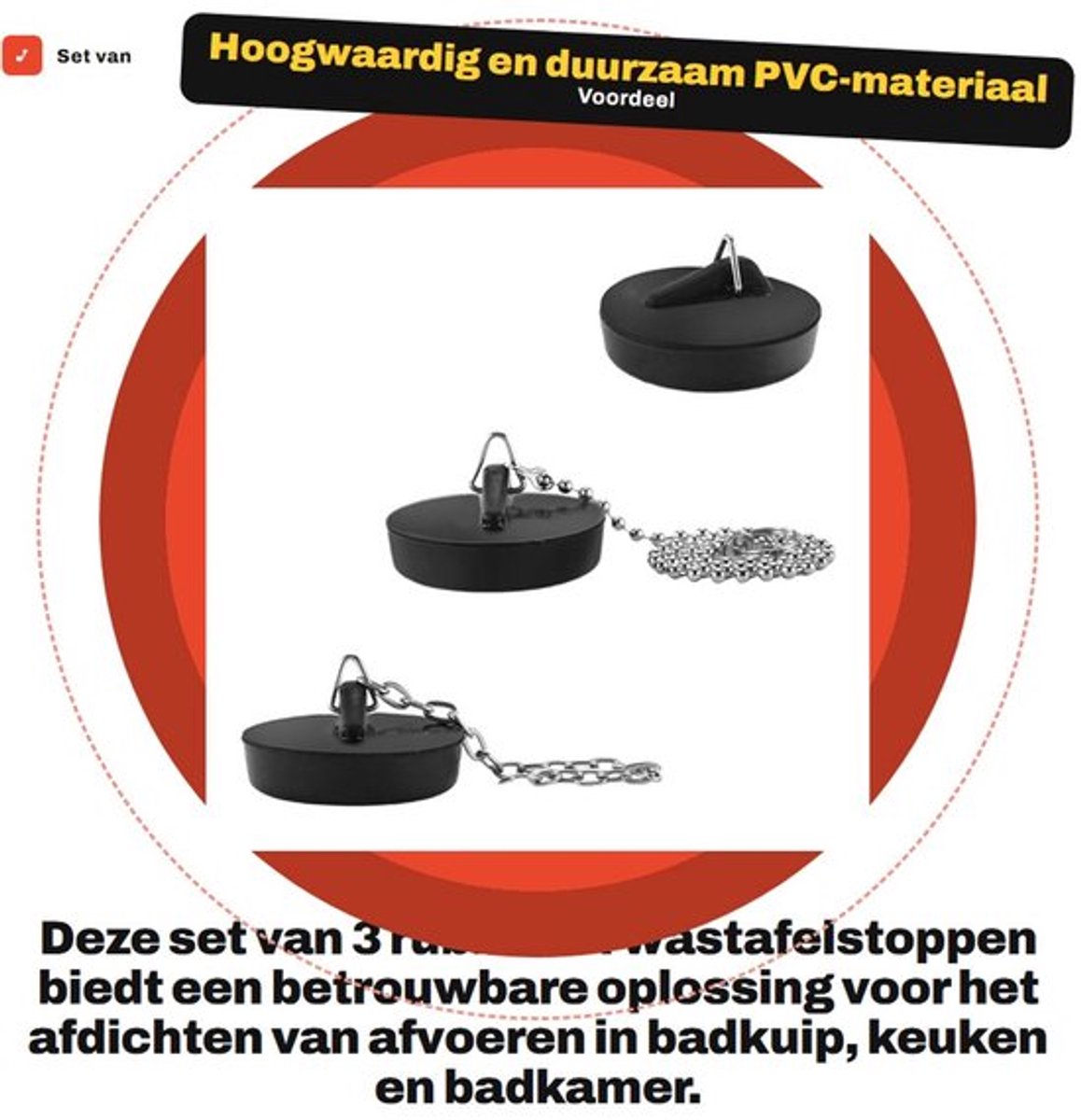 Wastafelstoppen Universele Pasvorm - Afvoerstop - Badstop - Afvoerplug - Rubber - Hoogwaardig PVC Materiaal