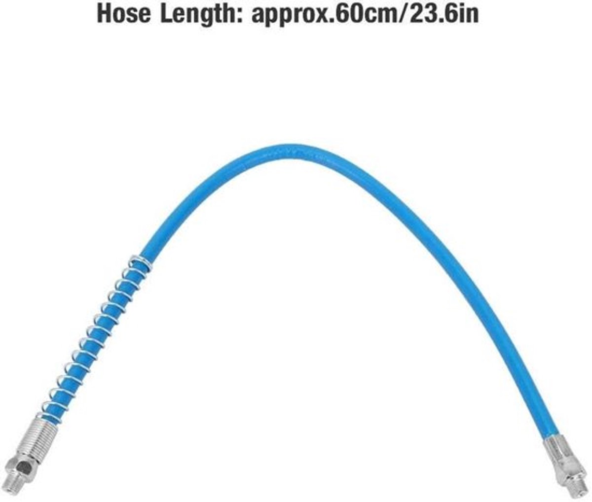 Vetspuitslang 60 cm - Flexibele Vetslang - Veerbescherming - NPT-Draad - 12.000 psi Barstdruk - Hars/Roestvrij Staal - Vetspuit