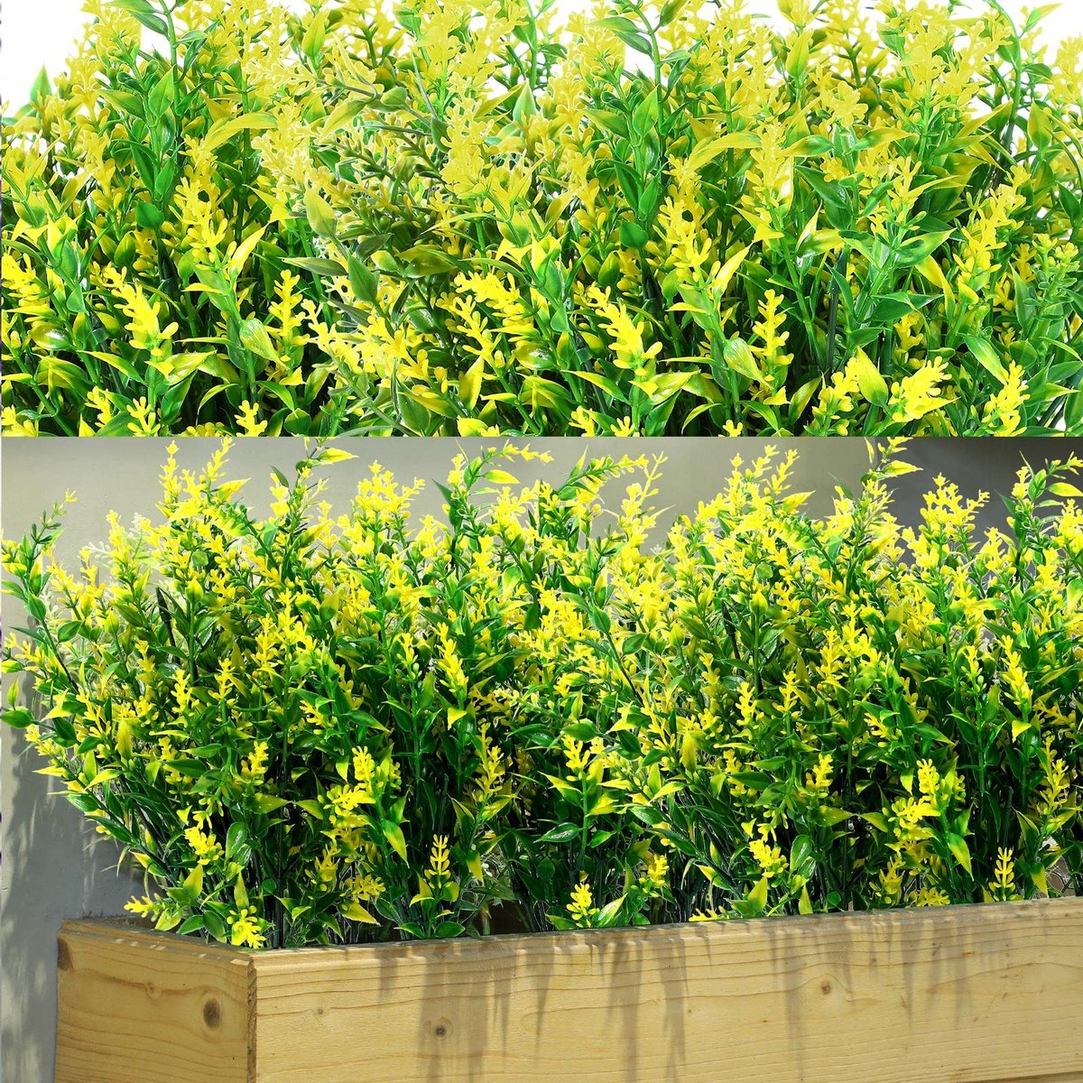 SnelShoppen - 12 Bundels Kunstmatige Lavendel Planten - UV-bestendige Kunstbloemen Struiken voor Bloemstuk, Tafel Middenstuk en Tuin Decoratie - Geel