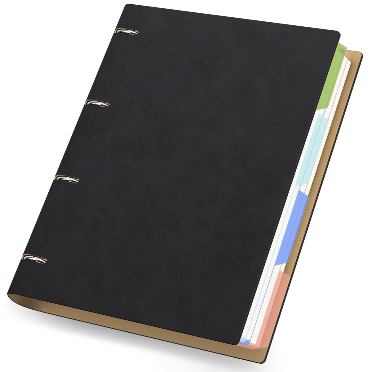 SnelShoppen - Notitieboek A4 Gelinieerd - 21.5x28cm Ringband Notebook Zwart Leer PU - 150 Vellen 100GSM Gelijnd Papier Dagboek - Spiraal Notitieblok v