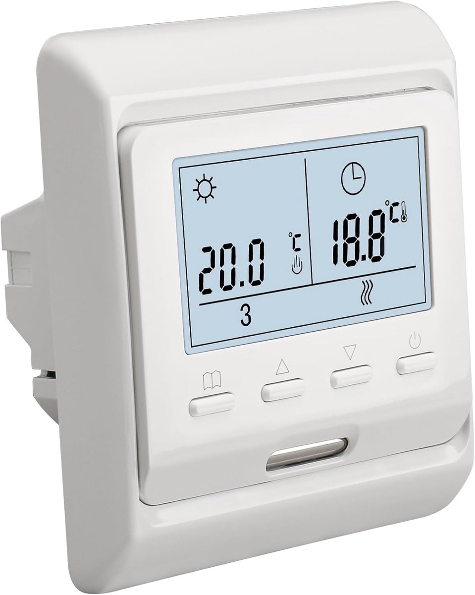 Wengart kamerthermostaat WG806 - LCD digitaal display - wekelijkse programmering - nauwkeurige temperatuurregeling - SnelShoppen