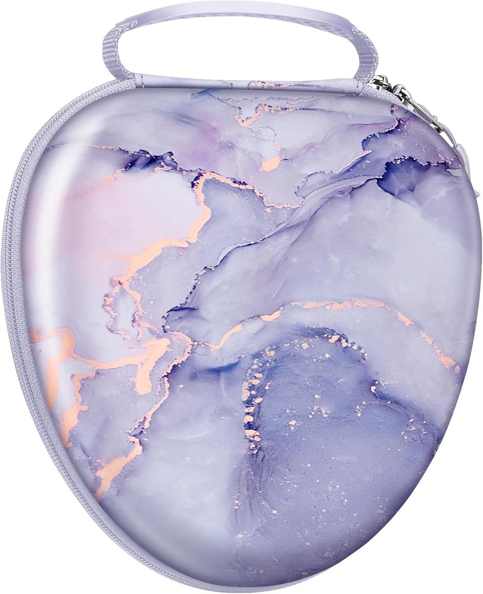 Duurzame Hard Case voor AirPods Max Hoofdtelefoon, Beschermende Reistas met Auto Wake/Sleep Functie, Ideaal voor Reizen en Opslag (Lavendel Marmer)