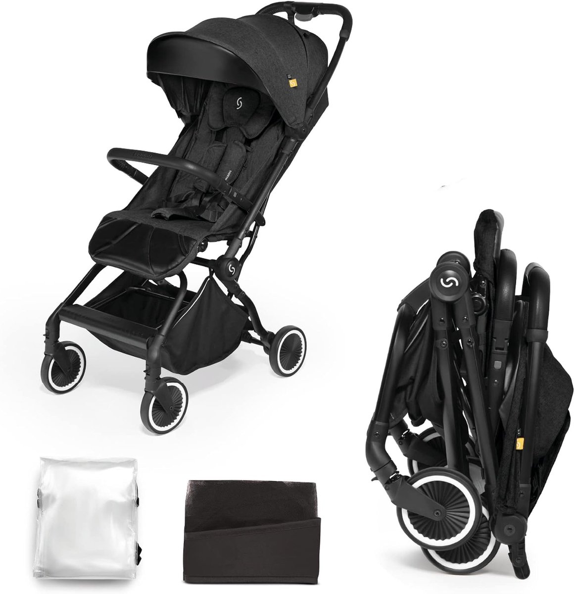SnelShoppen - Stroller Espoo Onyx Kinderwagen - Lichtgewicht Vouwbare Buggy - Automatisch Vouwen - Perfect voor Kinderen - Ideaal voor Wandelen, Reize