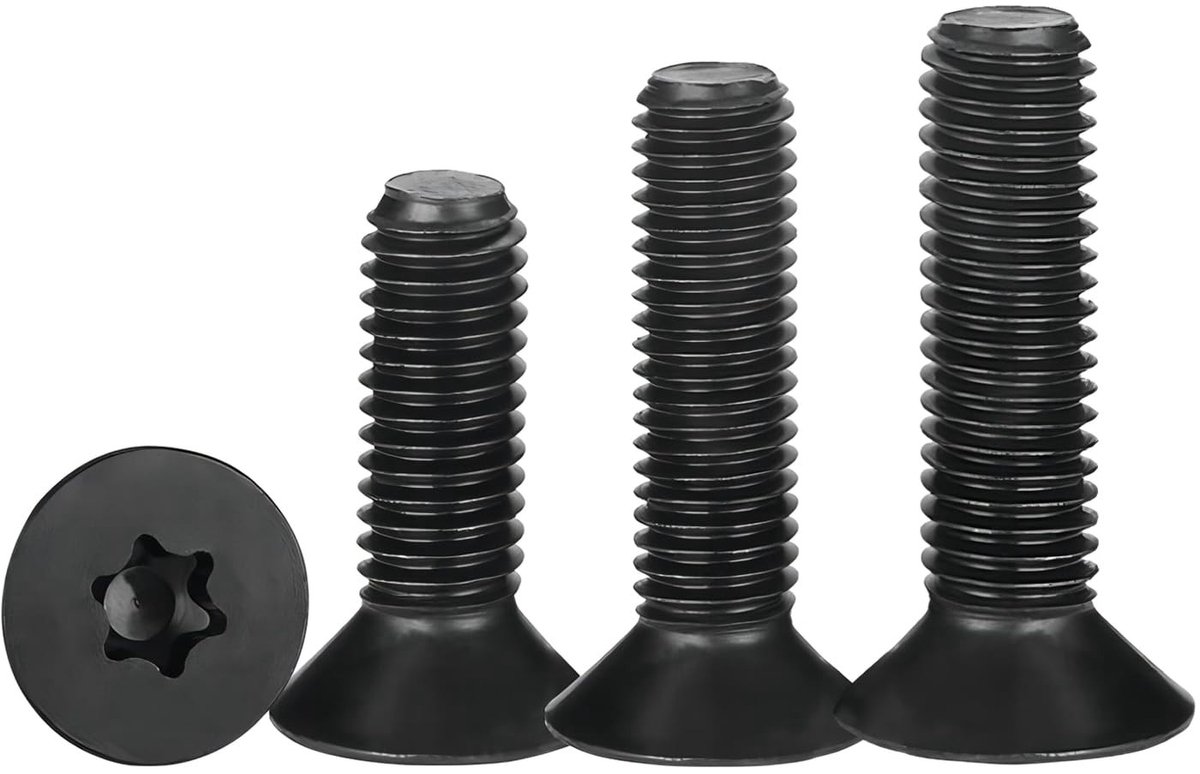 Countersunk Head Screws 3mm, Volledige Draad Bouten van Koolstofstaal, 50 Stuks Plum Blossom Design