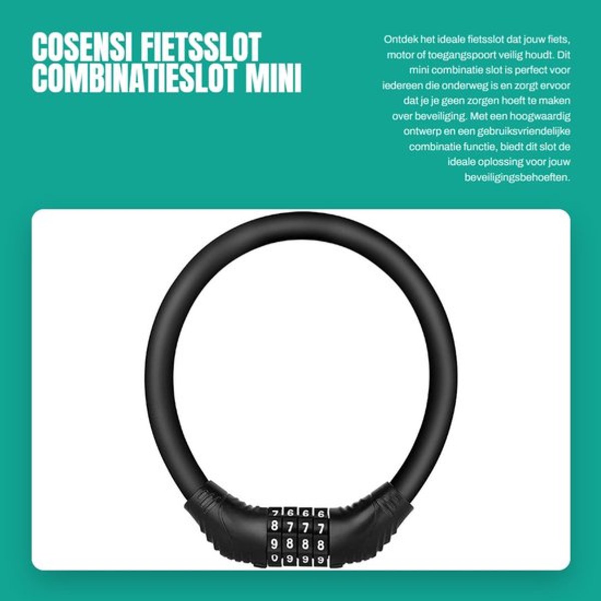 Fietsslot Cijferslot - Vouwslot - Ringslot - Fietsslot Kinderfiets - Mini/Portable - Hoogwaardige Zinklegering - Code Slot