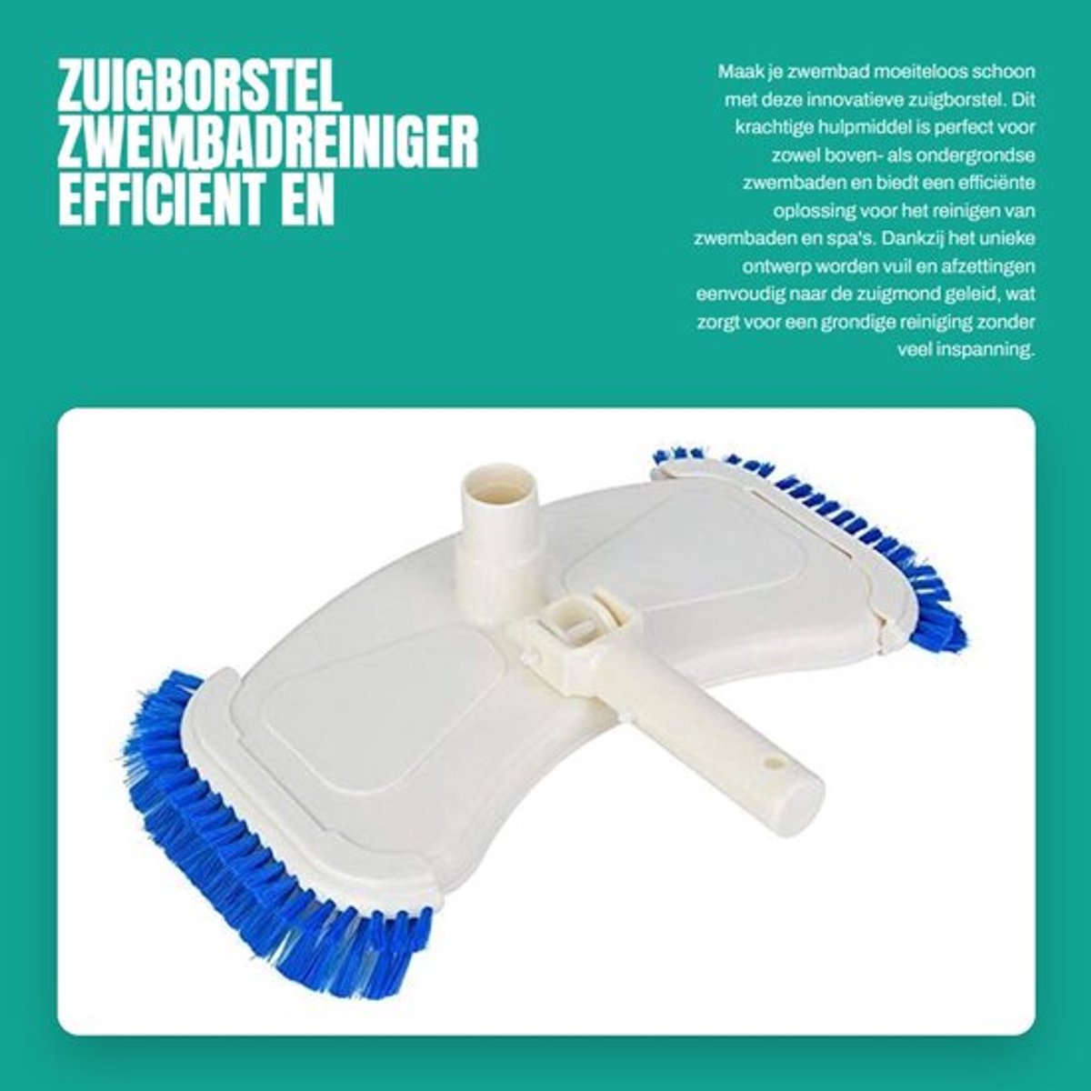 Zuigvacuümborstelreiniger - Onderdeel voor zwembad - Bodemzuiger - Vloerborstel - Zijborstel - ABS-kunststof - 36 cm lang - Zwembadreiniger