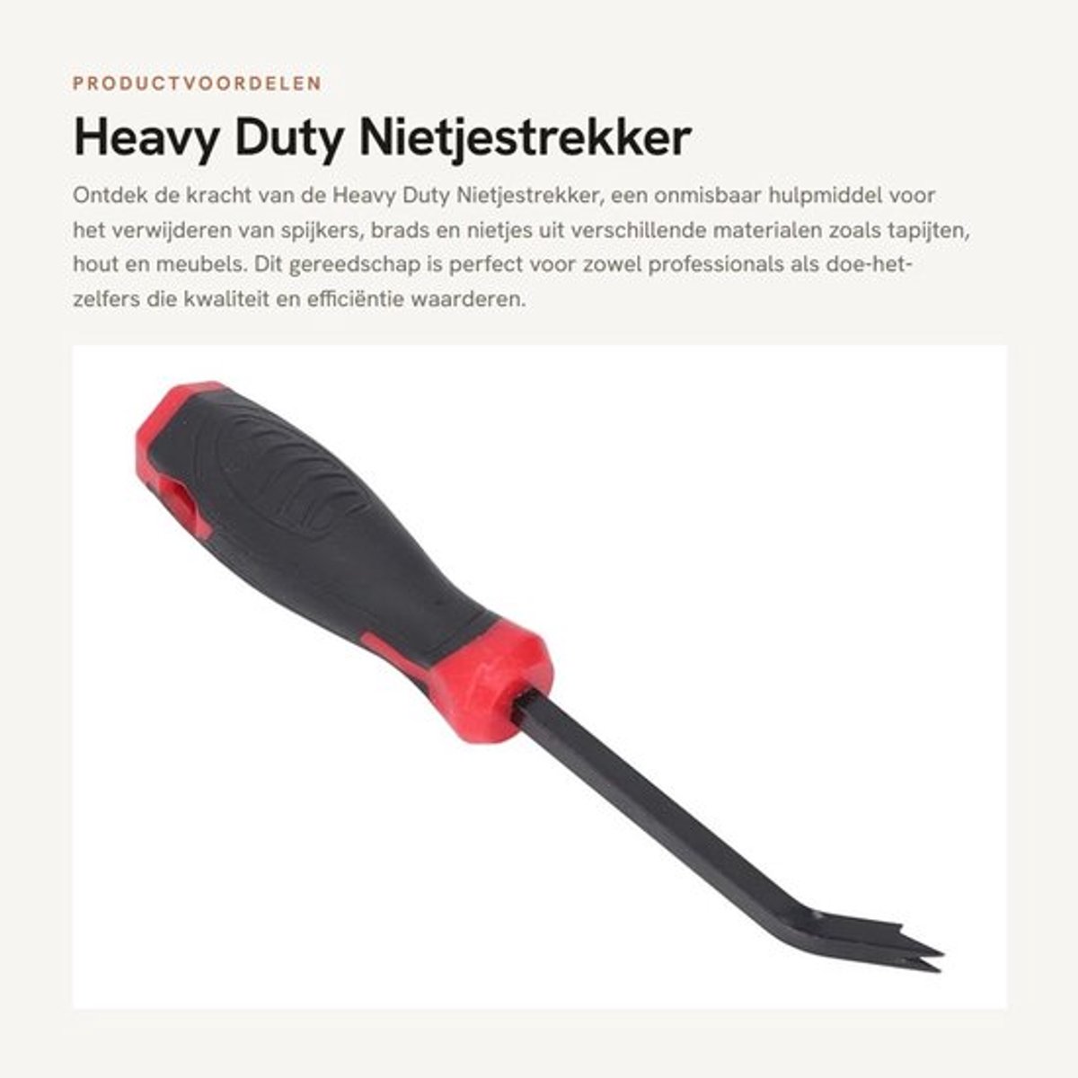 Nietjestrekker Heavy Duty - Spijkerverwijderaar - 30 Graden Gebogen Klauw - PP-Handgreep - Voor Tapijten/Hout/Vloeren - Duurzaam Cr V-Staal