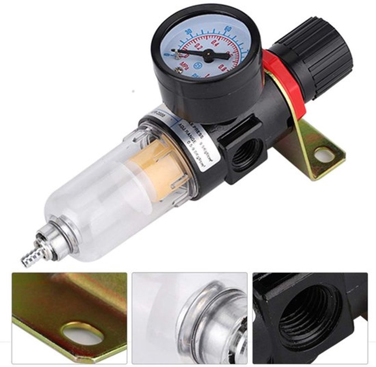 Luchtcompressor Filterregelaar - Luchtdrukregelaar - Meter - Vocht Trap - Luchtgereedschap - Hoogwaardig Aluminium/PVC - Luchtfilter