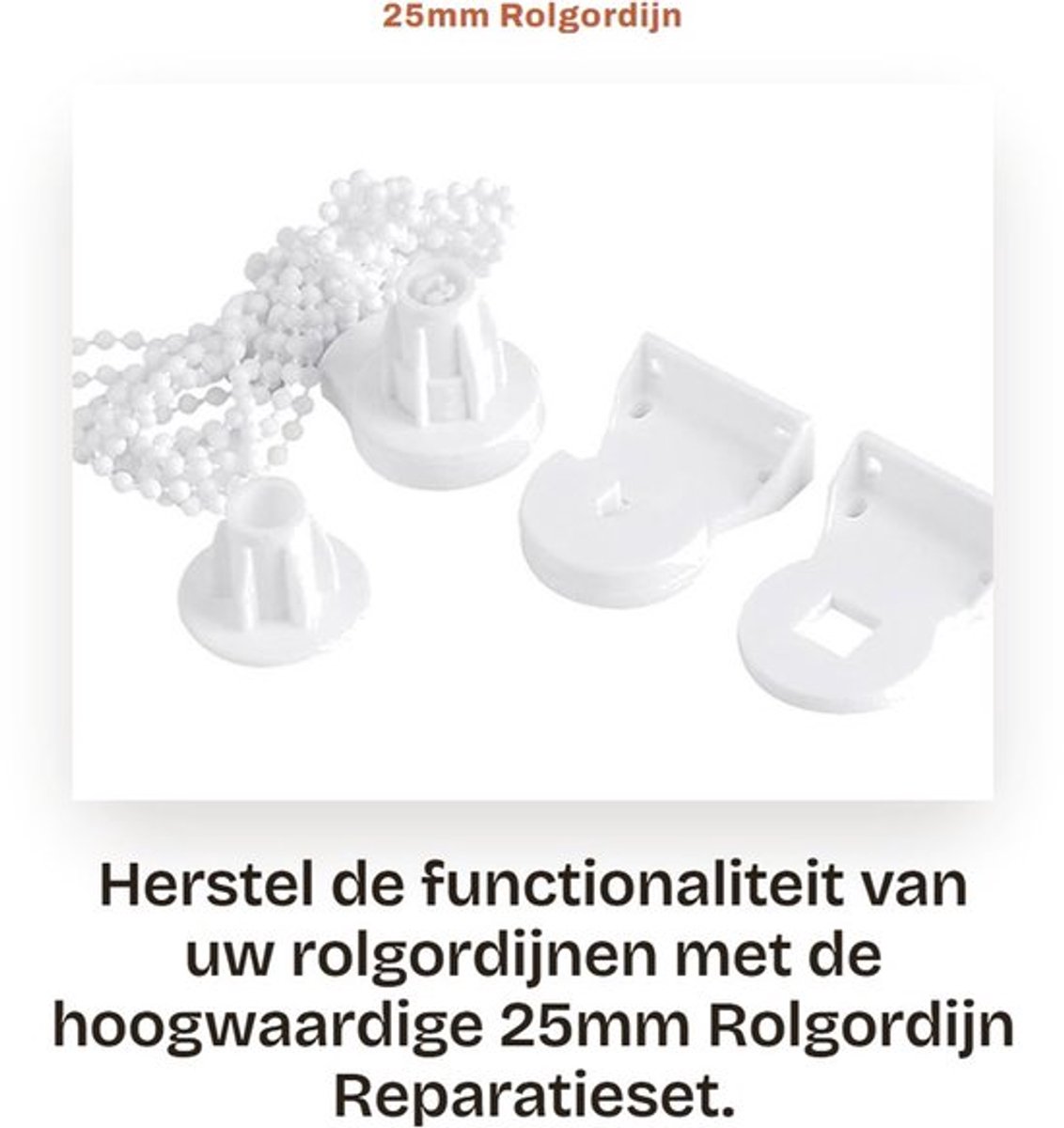Rolgordijn Reparatieset - Kunststof Beugel - Kralenketting - Koppeling - Sterke Sterkte - Geschikt voor 25 mm Buis - Raamdecoratie