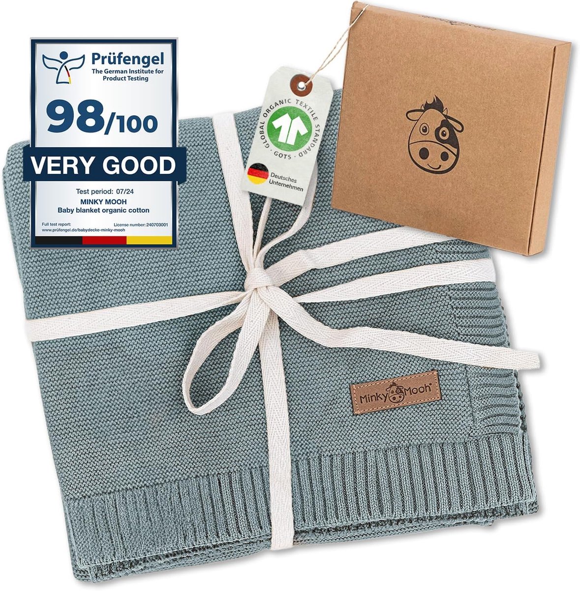 SnelShoppen - Babydeken, Organic Cotton, Oeko-Tex 100, Cuddly Blanket, Gebreide Deken, Kruiddeken en Wikkeldeken, Cadeau voor Geboorte en Eerste Uitru