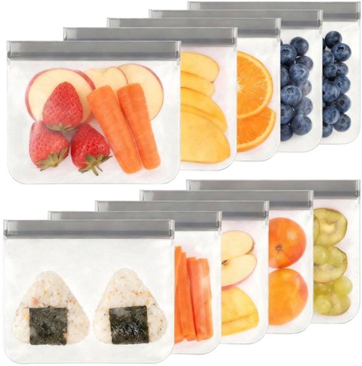 Vrieszakken 10 stuks - Herbruikbaar - Lekvrij - 22 x 19 cm - Geschikt voor groenten/snacks/vlees - PEVA materiaal - Opbergzakken
