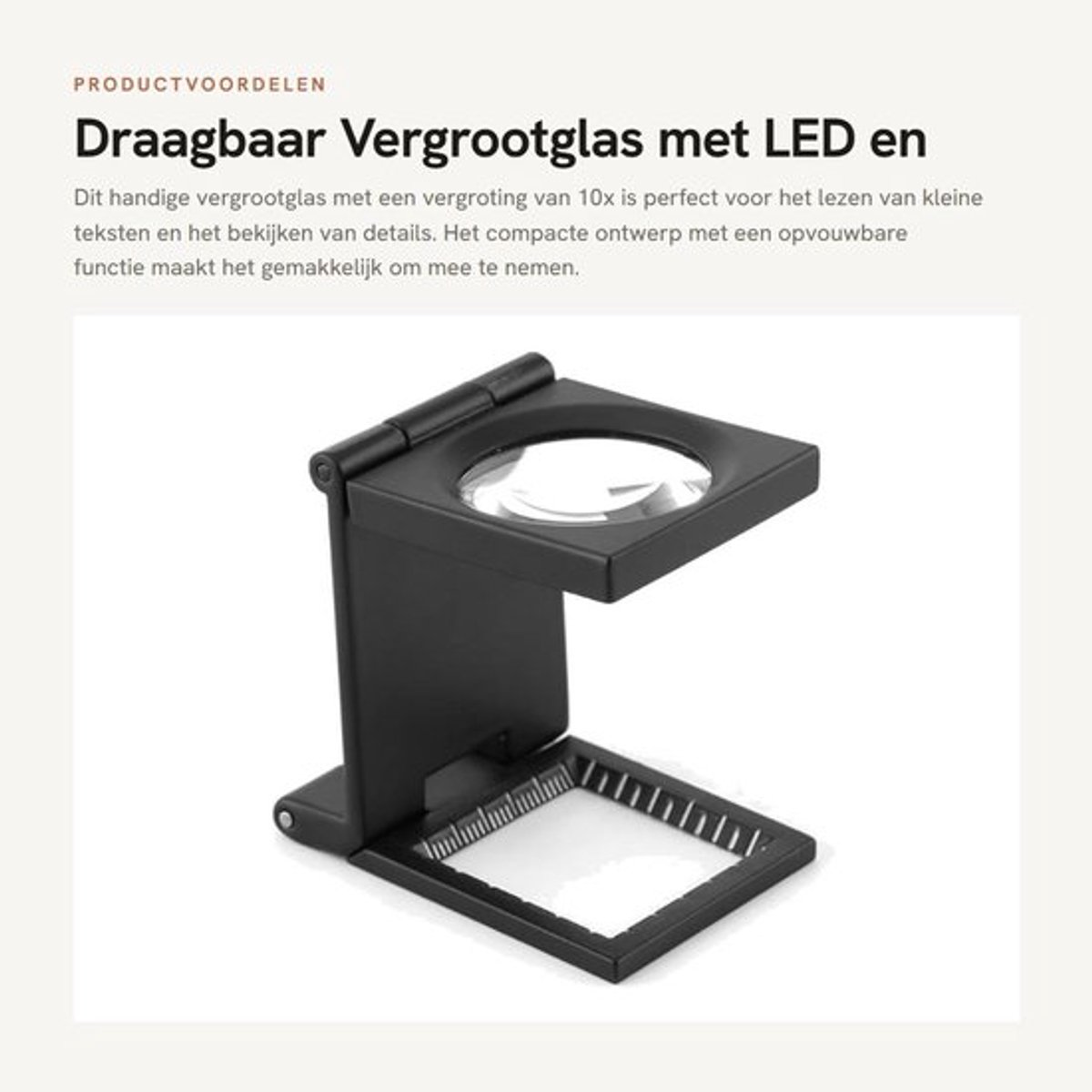 Draagbaar Vergrootglas met LED en Inklapbare Functie