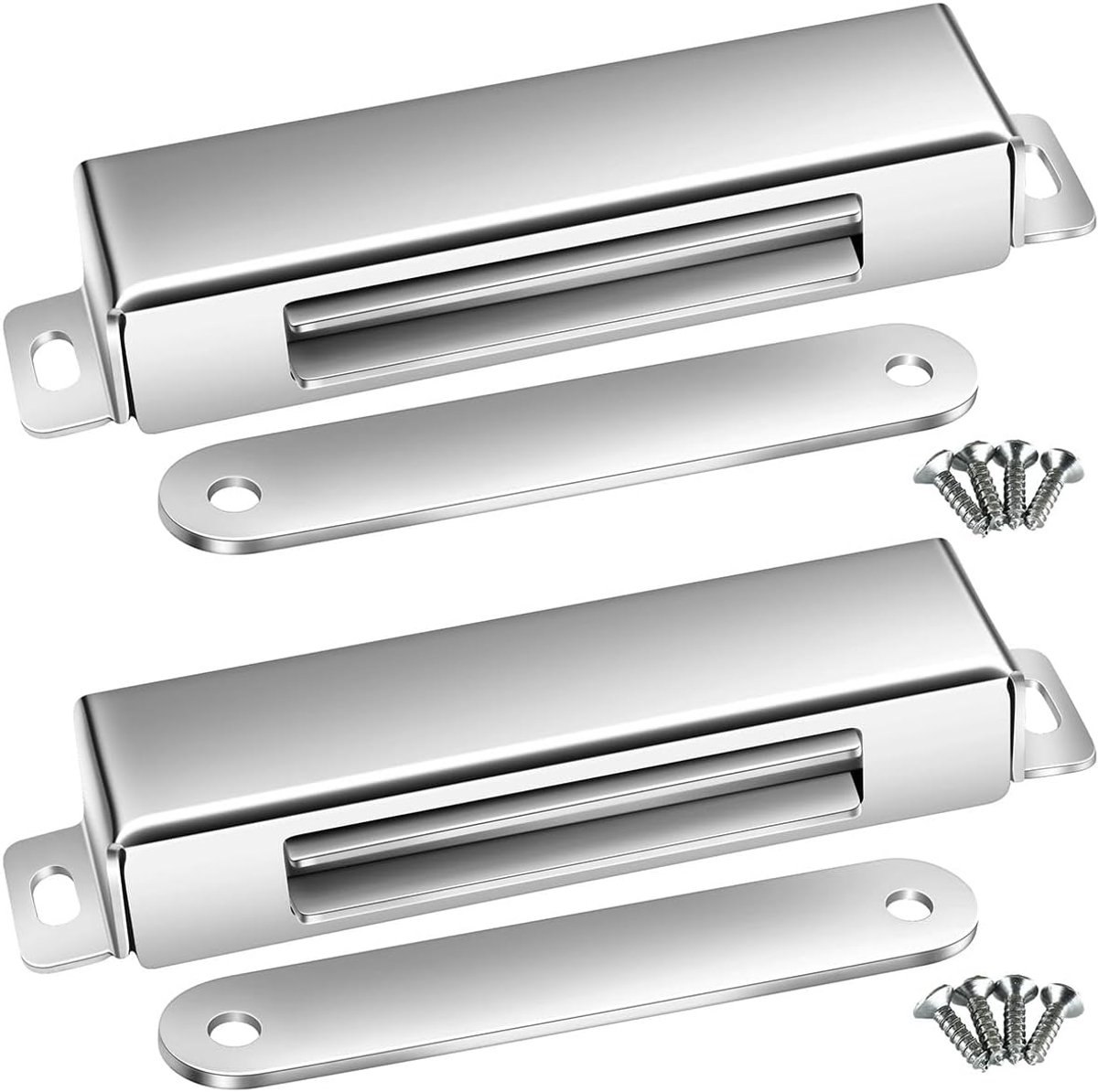 SnelShoppen - Magnetische Sluitingen voor Deuren, Kasten en Lades, Sterke RVS Magneetjes, 40 kg Treksterkte, Pack van 2, Zilver, Veiligheidsoplossing