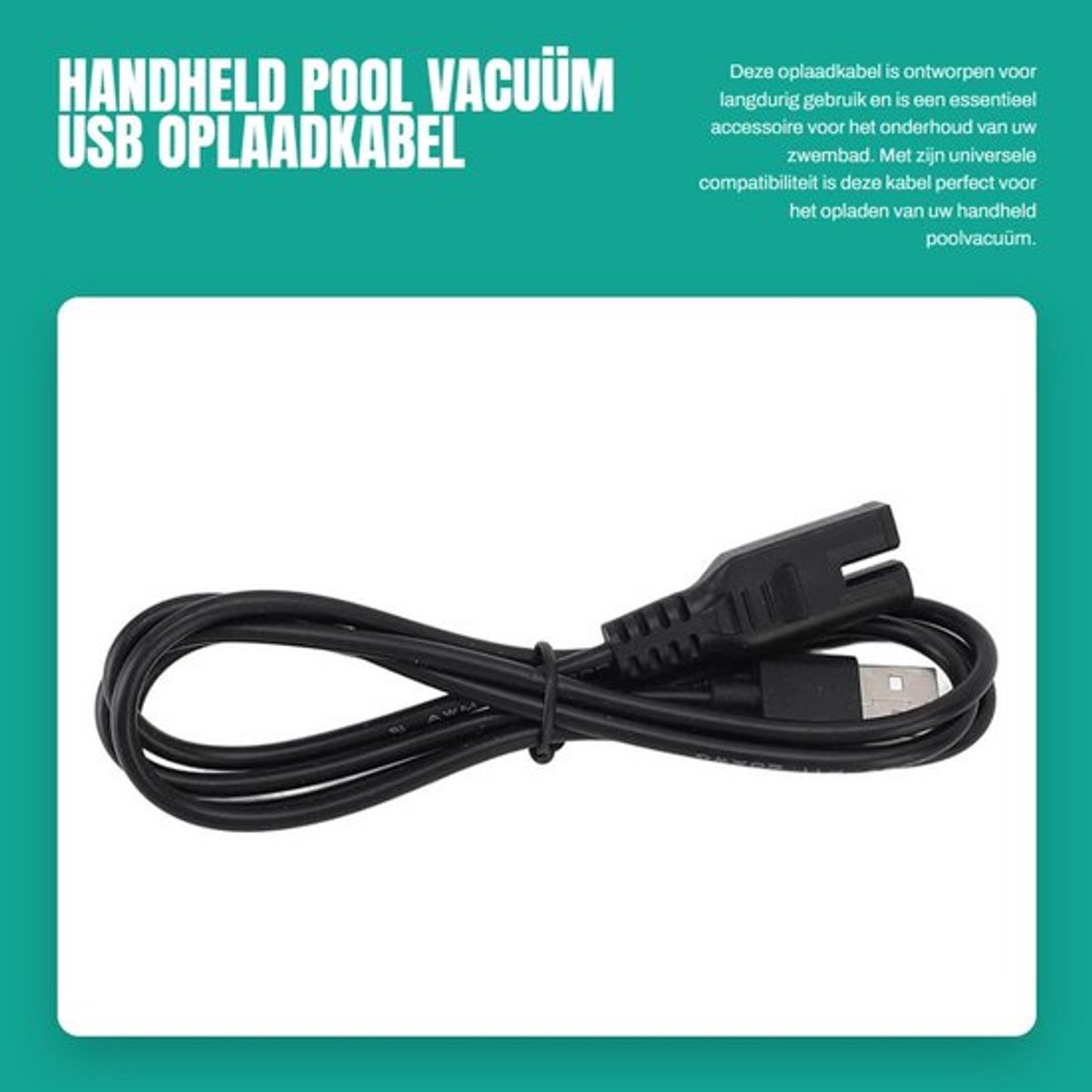 Handheld Pool Vacuüm USB Oplaadkabel voor Zwembadonderhoud