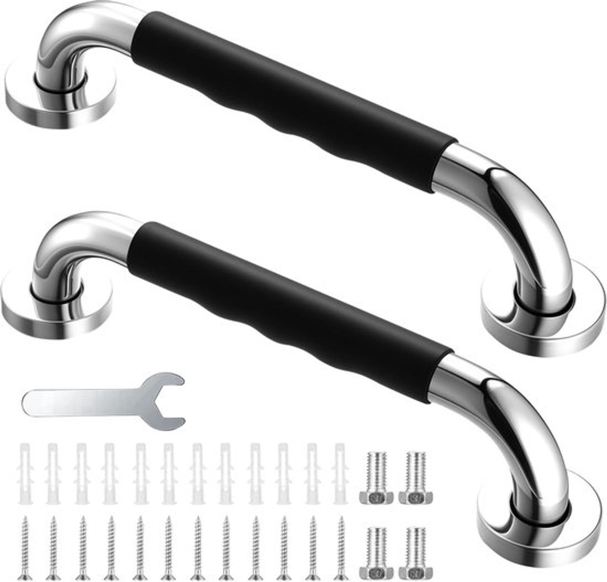 Badkamerhandgrepen Roestvrij Staal - Antislip Handgrepen - Veiligheidsbeugel - Douchebeugel - Installatieaccessoires Inbegrepen - Ergonomisch Ontwerp - Steunrail