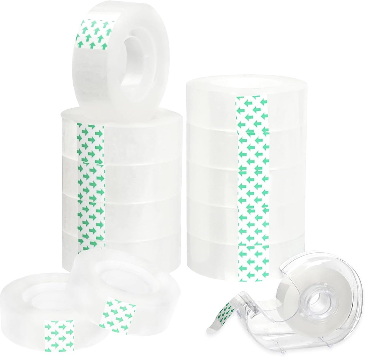 Plakband transparant 18 mm x 46 m - met dispenser - scheurvast - ideaal voor kantoor en thuis - ShopVlot