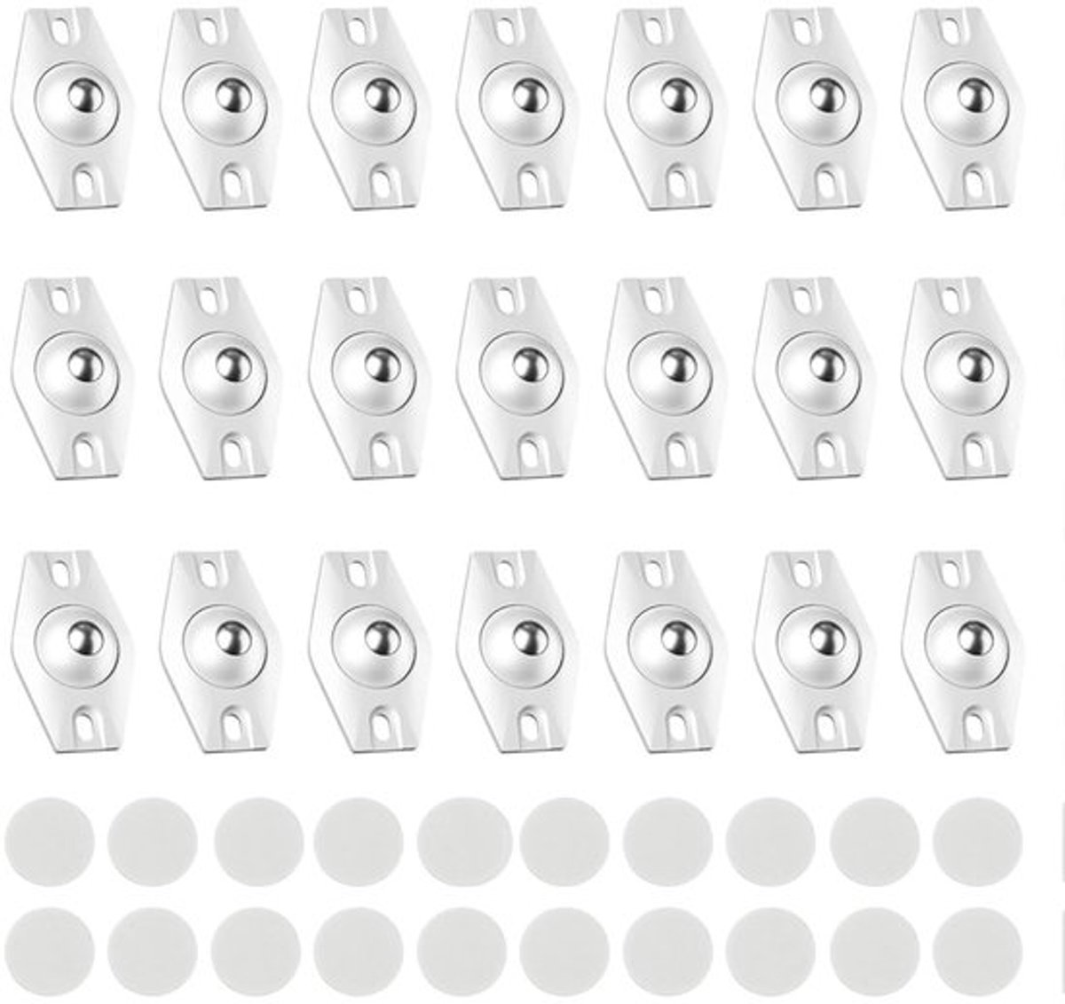 Ball Rollers 20 Stuks - Zwenkwielen - Meubelwielen - Zelfklevend - Geschikt voor Kleine Meubels - Tot 20 kg Draagvermogen