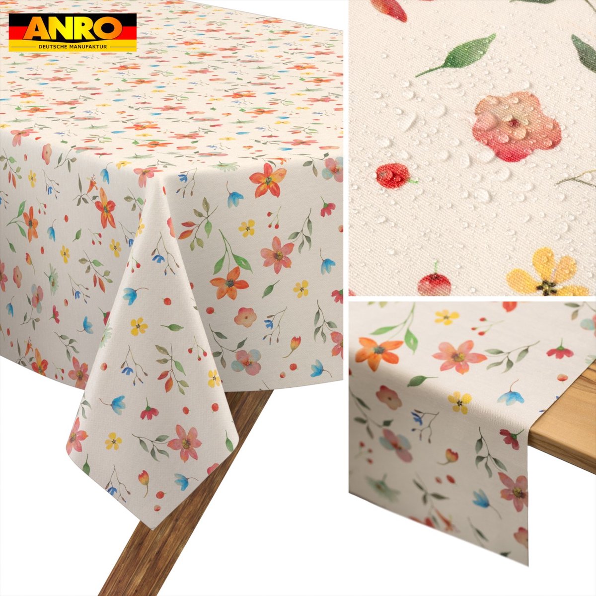 ANRO Tafelkleed Bloemen Meerkleurig 280x140cm Rechte rand Afwasbaar Waterafstotend Binnen & Buiten