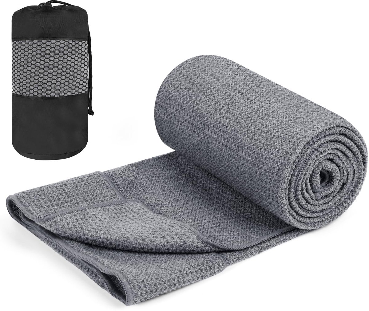 SnelShoppen - Flintronic Yogahanddoek met Grip Siliconen Stippen, Microvezel Yogamat Handdoek, Zacht en Ademend, Sneldrogend, 183x61cm, Inclusief Mesh