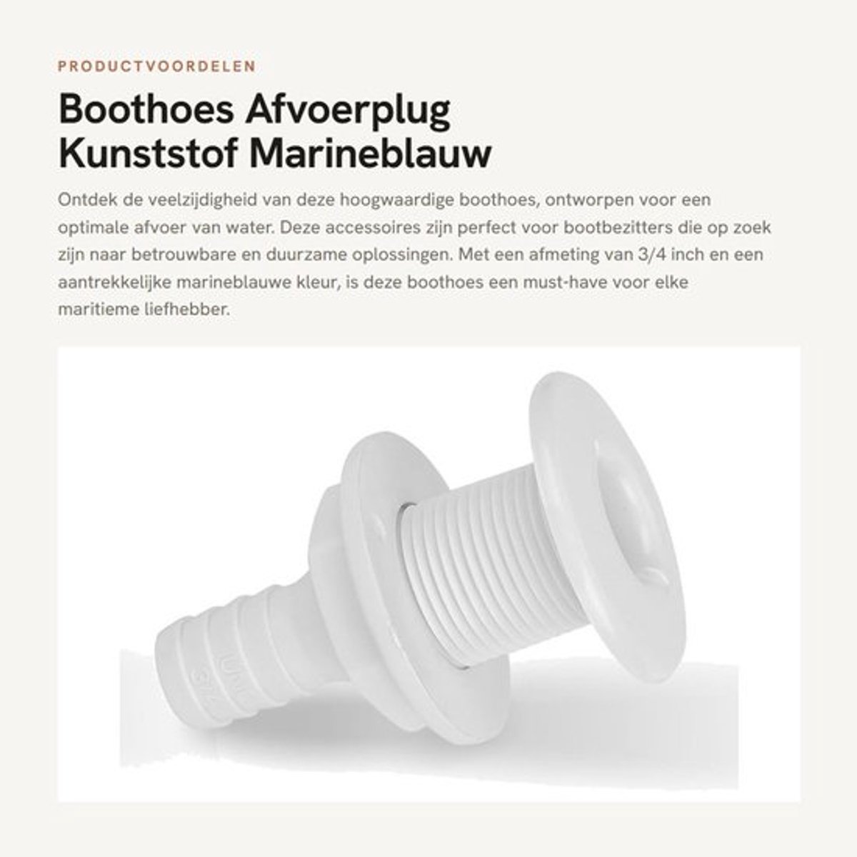 Boothoes met Doorgangsverbinding - Afdekzeil Boot - Maritieme Accessoires - 3/4 Inch - ABS Materiaal - Wit - Rompdoorvoer