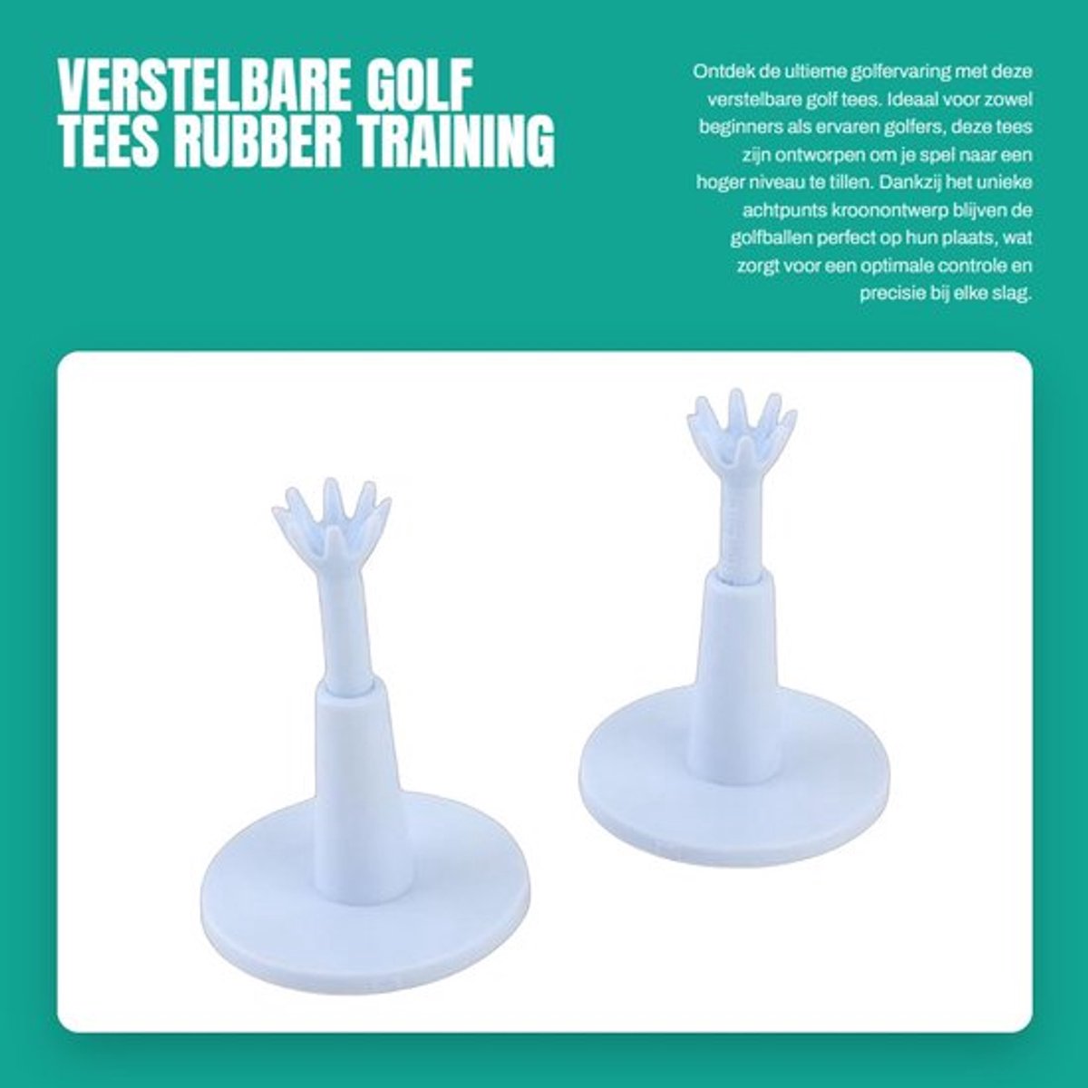 Golf Tees Verstelbaar - Kunststof - 2 Stuks - Achtpunts Kroonontwerp - Betrouwbaar Golfaccessoire - Verbeterde Nauwkeurigheid - Golfballen
