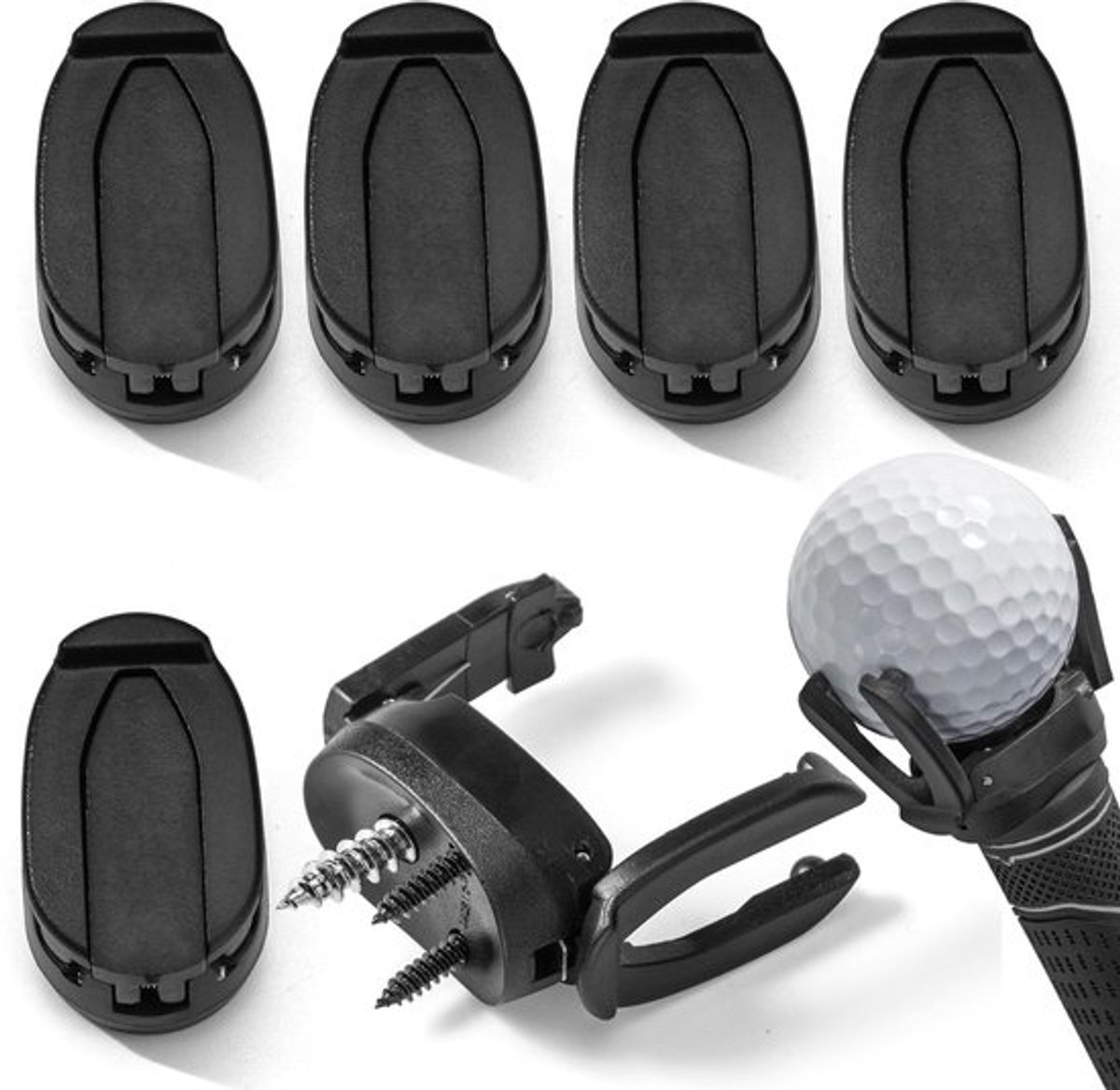 Opvouwbare Plastic Golfbal Pick Up Retriever Grabber Klauw Zuignap Sucker Accessoires Golf Ball Picker Bovenste voor Putter Grip Back Saver Tool voor Golfer 6 Pack
