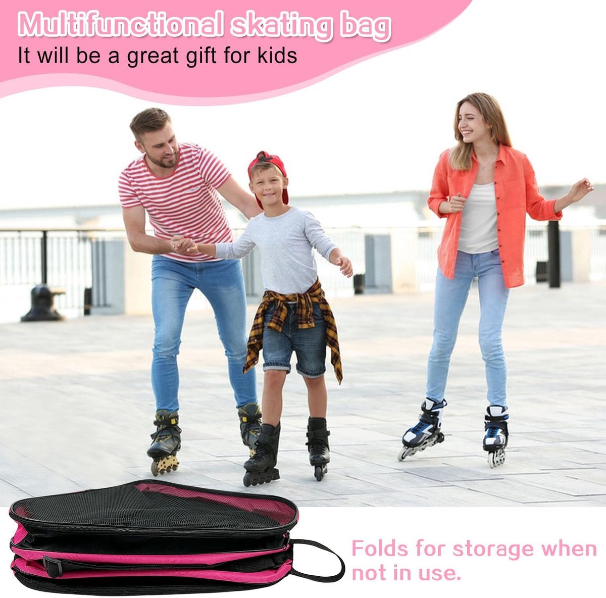 SnelShoppen - Roller skates, inline skates voor kinderen, skater bag, ice skates tas, veelzijdige sporttas voor schaatsen, rolskates en andere activit