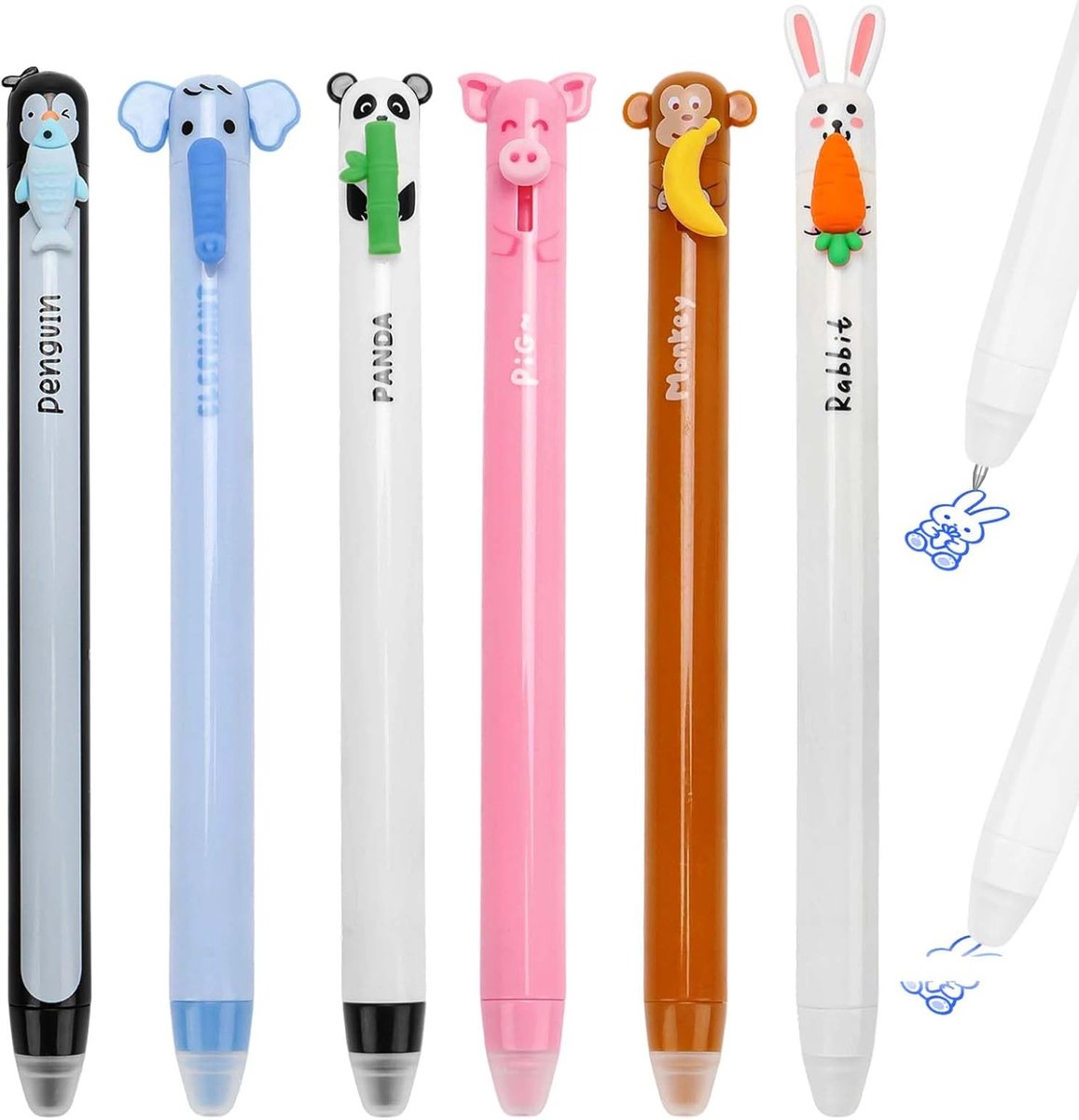 Erasable balpennen 0,7 mm - dierenmotieven - hittegevoelige rollerbalpen - perfect voor school - SnelShoppen